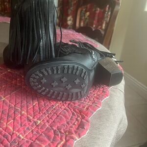 Harley Davidson Black Fringe Ankle Boots